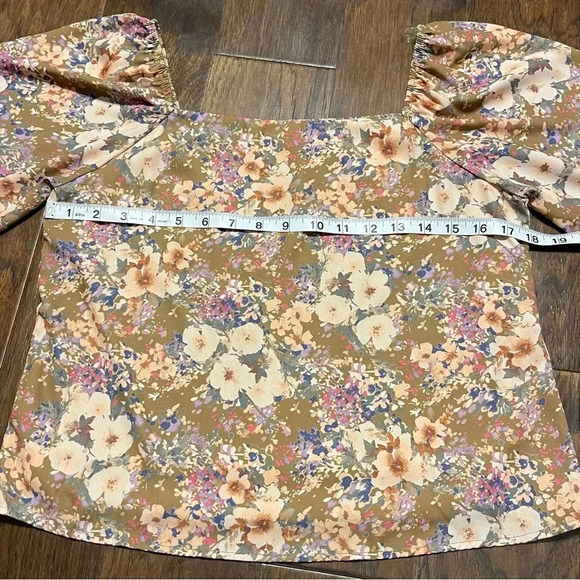 Peach Love Floral Boho Long Bell Sleeve Flowy Blouse Top - Picture 8 of 11